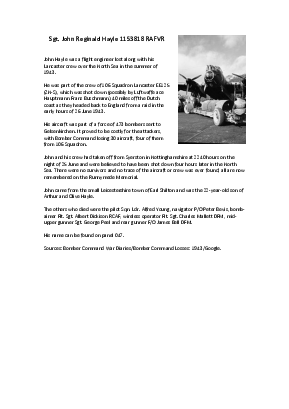 A preview of a PDF biography for Hayle, John Reginald